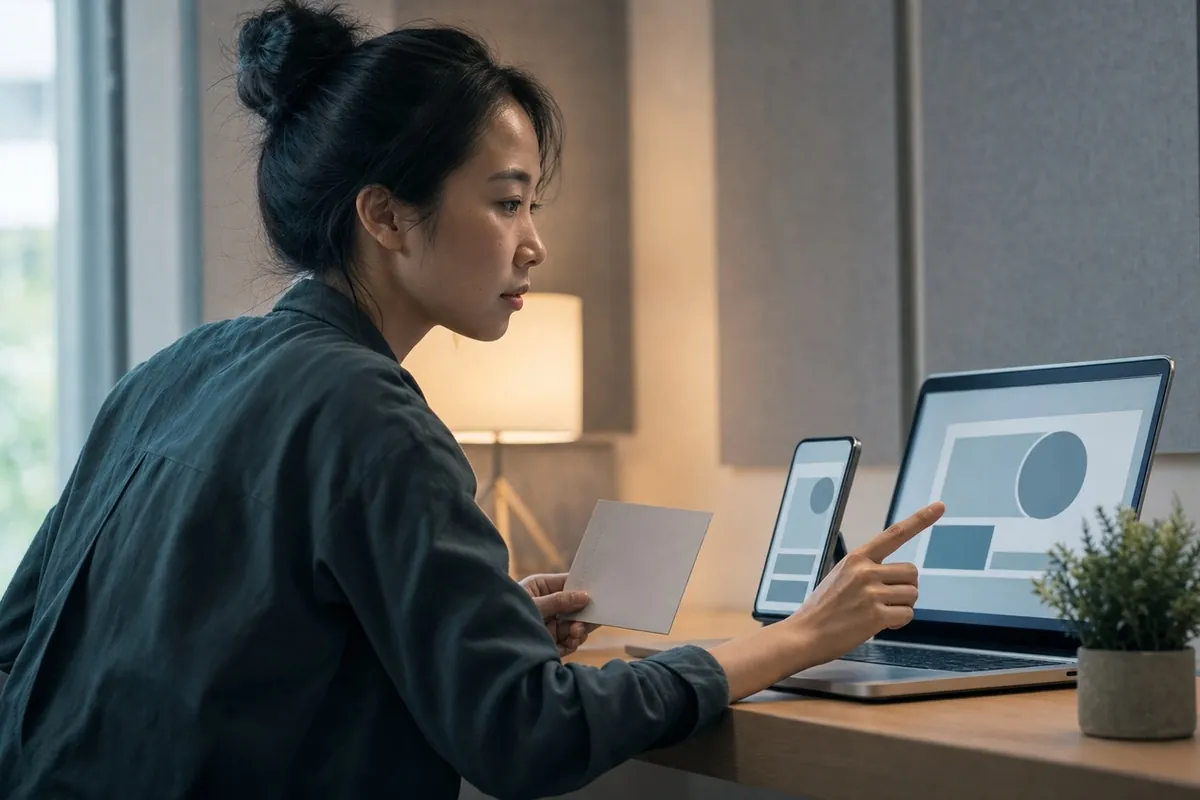 Vietnamese localization reviewer checking a website on laptop and mobile screens